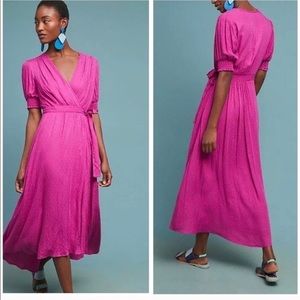 Anthro | Maeve Pink “Breanna” High-Low Wrap Dress Size 8